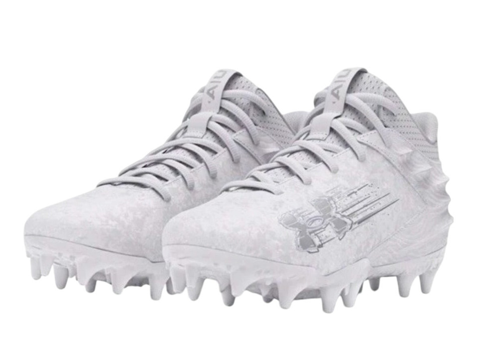 Under Armour Men Blur 2 MC Suede Molded Football Cleats US 8.5 White Silver NWOB